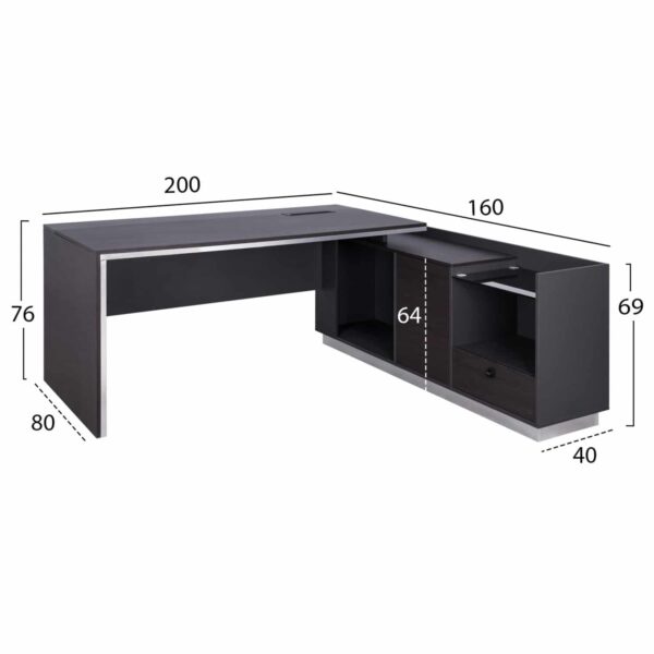 ΓΡΑΦΕΙΟ ΕΠΑΓΓΕΛΜΑΤΙΚΟ ΔΕΞΙΑ ΓΩΝΙΑ ROSEWOOD HM2112R 200X160X76Υ εκ. - Image 2