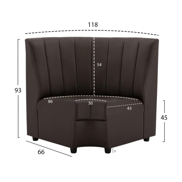 ΚΑΝΑΠΕΣ ΓΩΝΙΑΚΟΣ LANDON HM3163.03 ΑΠΟ ΤΕΧΝΟΔΕΡΜΑ ΚΑΦΕ 118x66x93Υ εκ. - Image 2