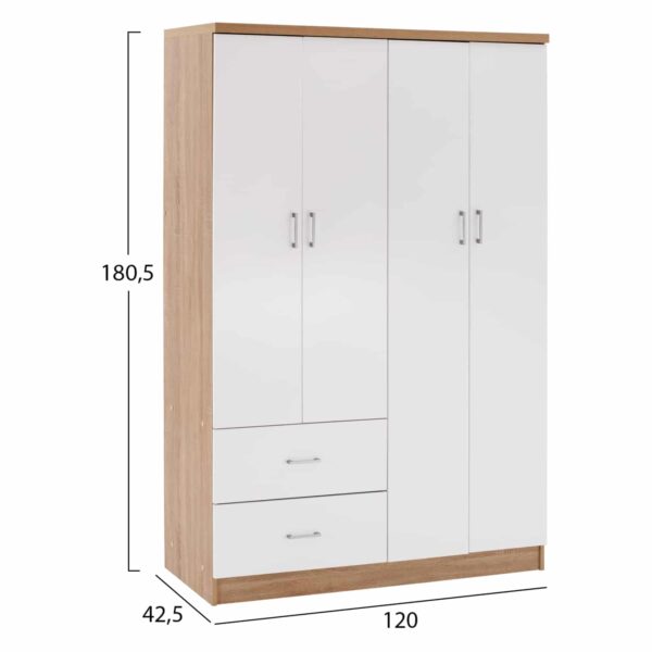 ΝΤΟΥΛΑΠΑ 4ΦΥΛΛΗ ME 2 ΣΥΡΤΑΡΙΑ BLAKELY HM339.06 SONAMA ΛΕΥΚΗ 120Χ42,5Χ180,5 εκ. - Image 2