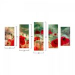 ΠΙΝΑΚΑΣ ΠΕΝΤΑΠΤΥΧΟ MDF POPPY FIELD HM7206.03 100X0,3X60 εκ. - Image 2
