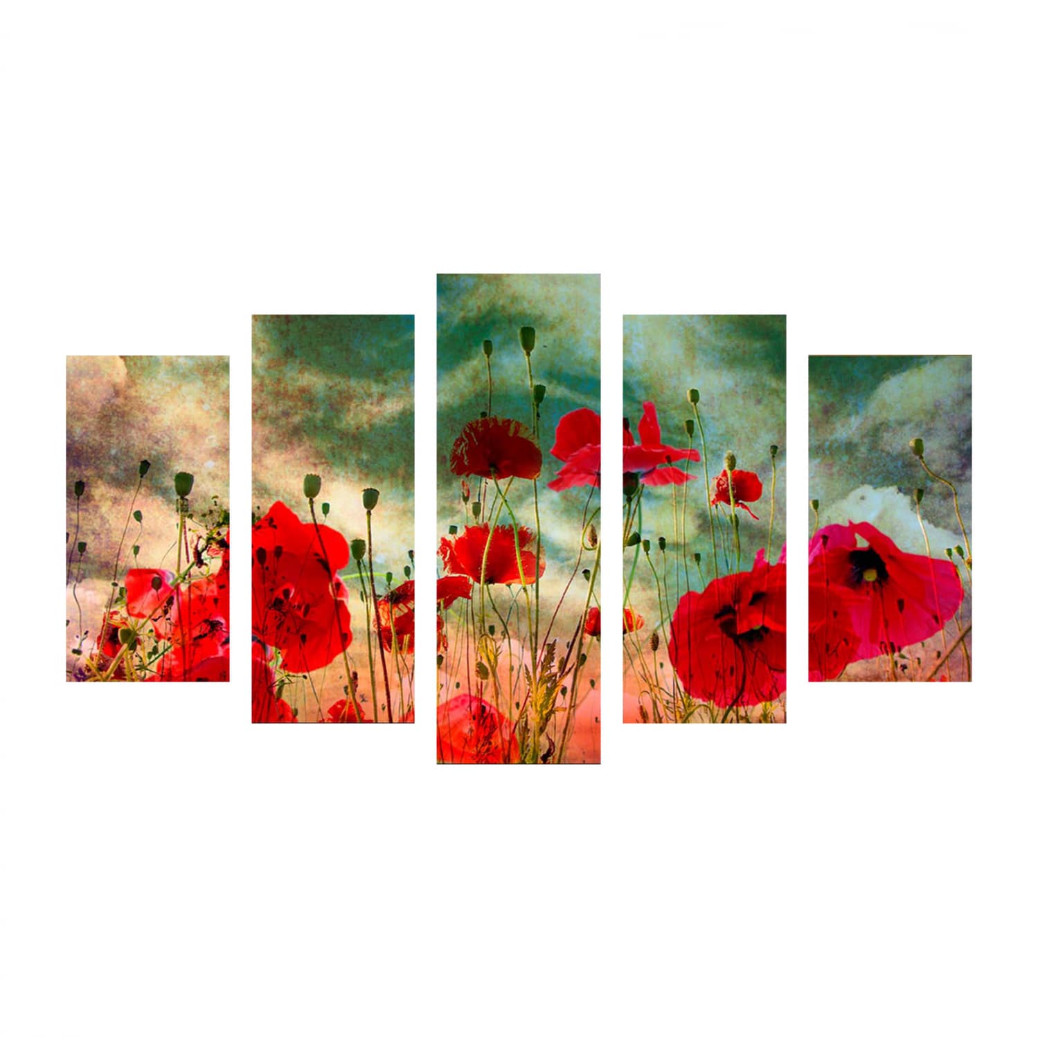 HM7206.03 ΠΙΝΑΚΑΣ ΠΕΝΤΑΠΤΥΧΟ MDF POPPY FIELD HM7206.03 100X0,3X60 εκ. - Image 1