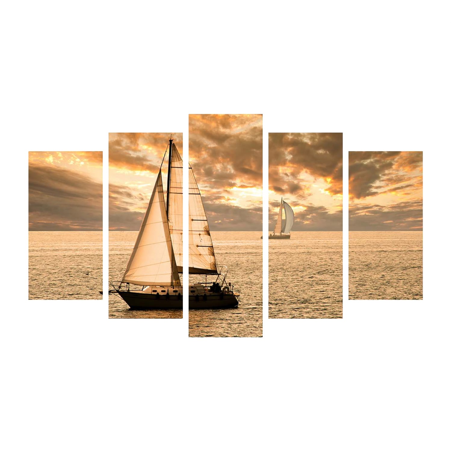 HM7206.01 ΠΙΝΑΚΑΣ ΠΕΝΤΑΠΤΥΧΟ MDF SUNSET SAILING HM7206.01 100X0,3X60 εκ. - Image 1