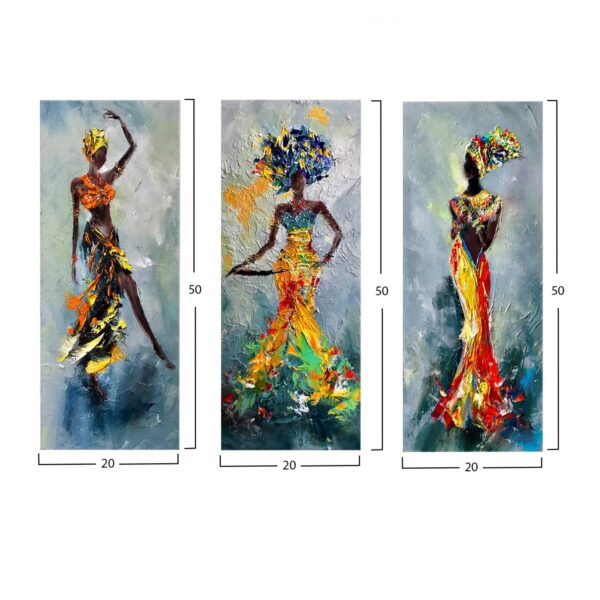 ΠΙΝΑΚΑΣ ΤΡΙΠΤΥΧΟ MDF AFRICAN GIRL IN COLORFUL DRESS HM7204.02 60X0,3X50 εκ. - Image 2
