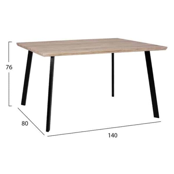 ΣΕΤ 5ΤΜΧ ΤΡΑΠΕΖΙ 140x80x76 cm SONAMA & ΚΑΡΕΚΛΕΣ VANESSA ΜΑΥΡΕΣ ΜΕΤΑΛΛΙΚΑ ΠΟΔΙΑ HM11037 - Image 2