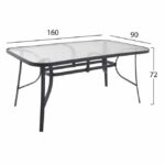 ΣΕΤ 7ΤΜΧ ΤΡΑΠΕΖΙ ΜΕΤΑΛΛΙΚΟ ΓΚΡΙ 160X90 ΜΕ 6 ΠΟΛΥΘΡΟΝΕΣ ΓΚΡΙ WICKER HM10587.01 - Image 2