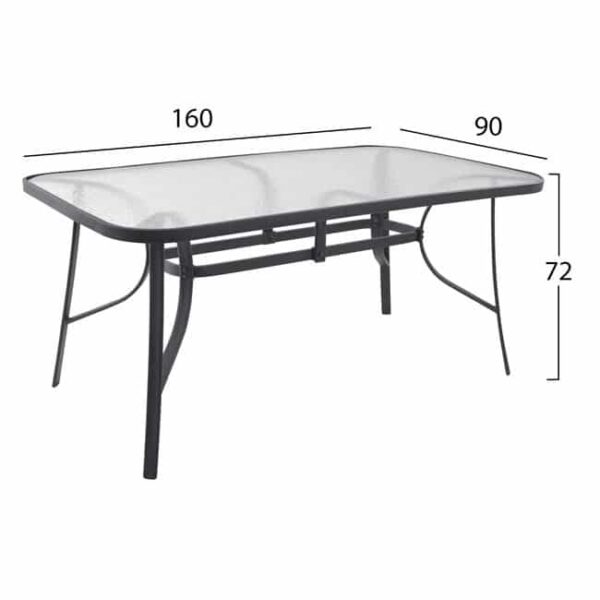 ΣΕΤ 7ΤΜΧ ΤΡΑΠΕΖΙ ΜΕΤΑΛΛΙΚΟ ΓΚΡΙ 160X90 ΜΕ 6 ΠΟΛΥΘΡΟΝΕΣ ΓΚΡΙ WICKER HM10587.01 - Image 2