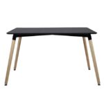 ΤΡΑΠΕΖΙ HM8697.02 MINIMAL, μαύρο MDF, ξύλινα πόδια οξιά, 160Χ90X74Υεκ. - Image 2