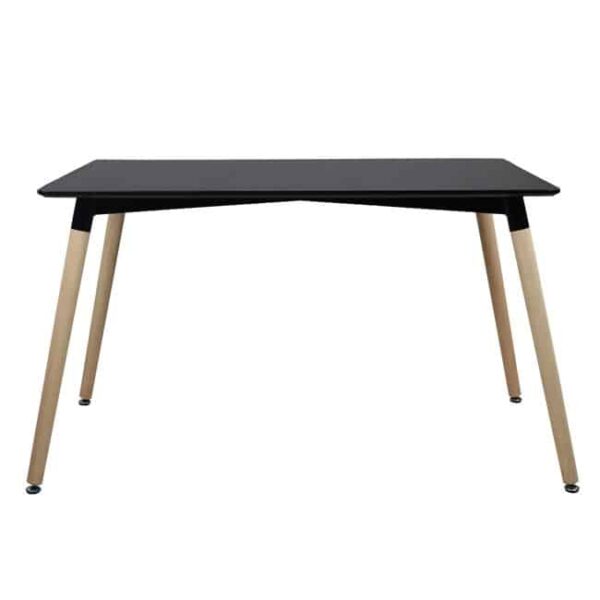 ΤΡΑΠΕΖΙ HM8697.02 MINIMAL, μαύρο MDF, ξύλινα πόδια οξιά, 160Χ90X74Υεκ. - Image 2