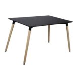 ΤΡΑΠΕΖΙ HM8697.02 MINIMAL, μαύρο MDF, ξύλινα πόδια οξιά, 160Χ90X74Υεκ. - Image 3