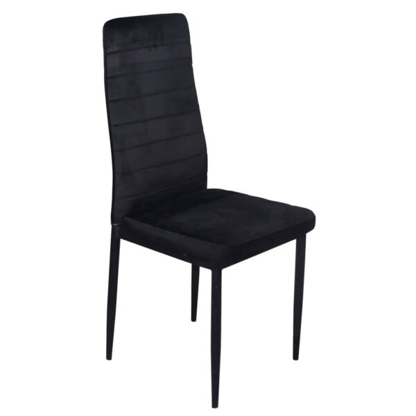 JETTA Καρέκλα Τραπεζαρίας Κουζίνας, Μέταλλο Βαφή Μαύρο Ύφασμα Velure Μαύρο (Συσκ.6) 40x50x95cm - Image 2