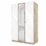 Ντουλάπα Τρίφυλλη με καθρέφτη, 1211003 Σόνομα Λευκό, 52x191x120, Genomax