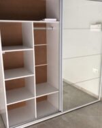 Ντουλάπα Συρόμενη με καθρέφτη, AVA 51, Σόνομα/Λευκό γυαλιστερό 200x210x59, Genomax - Image 3