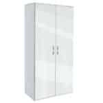 Ντουλάπα Δίφυλλη  AVA 2 Λευκό/Λευκό γυαλιστερό, 78x185x50εκ. Genomax