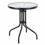 BALENO Τραπέζι Κήπου - Βεράντας, Μέταλλο Βαφή Ανθρακί, Γυαλί Tempered Φ70x70cm