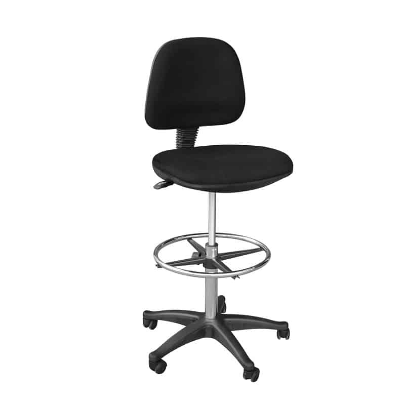 BF501 Σκαμπό Reception - Ταμείου με Πλάτη BF501 Σκαμπό Reception - Ταμείου με Πλάτη, Ύφασμα Μαύρο 60x60x100/122cm - Image 1