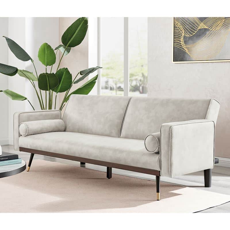 CLICK Καναπές - Κρεβάτι Σαλονιού - Καθιστικού CLICK Καναπές - Κρεβάτι Σαλονιού - Καθιστικού, Ύφασμα Suede Εκρού 192x84x76cm Bed:192x98x37cm - Image 1