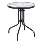 BALENO Τραπέζι Κήπου - Βεράντας, Μέταλλο Βαφή Ανθρακί, Γυαλί Tempered Φ70x70cm - Image 2