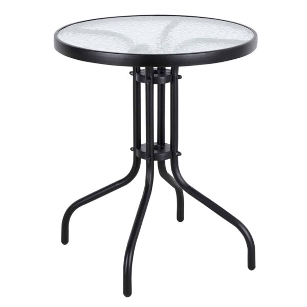 BALENO Τραπέζι Κήπου - Βεράντας, Μέταλλο Βαφή Ανθρακί, Γυαλί Tempered Φ70x70cm - Image 2