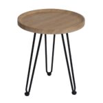 MATRIX Τραπεζάκι Σαλονιού Καθιστικού, Μέταλλο Βαφή Μαύρο, Ξύλο Φυσικό Φ45xH.55cm - Image 2