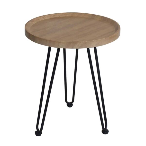 MATRIX Τραπεζάκι Σαλονιού Καθιστικού, Μέταλλο Βαφή Μαύρο, Ξύλο Φυσικό Φ45xH.55cm - Image 2