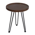 MATRIX Τραπεζάκι Σαλονιού Καθιστικού, Μέταλλο Βαφή Μαύρο, Ξύλο Καρυδί Φ45xH.55cm - Image 2