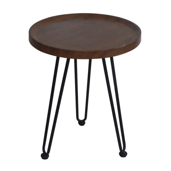MATRIX Τραπεζάκι Σαλονιού Καθιστικού, Μέταλλο Βαφή Μαύρο, Ξύλο Καρυδί Φ45xH.55cm - Image 2