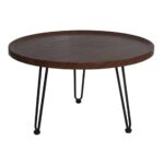 MATRIX Τραπεζάκι Σαλονιού Καθιστικού, Μέταλλο Βαφή Μαύρο, Ξύλο Καρυδί Φ76xH.45cm - Image 2