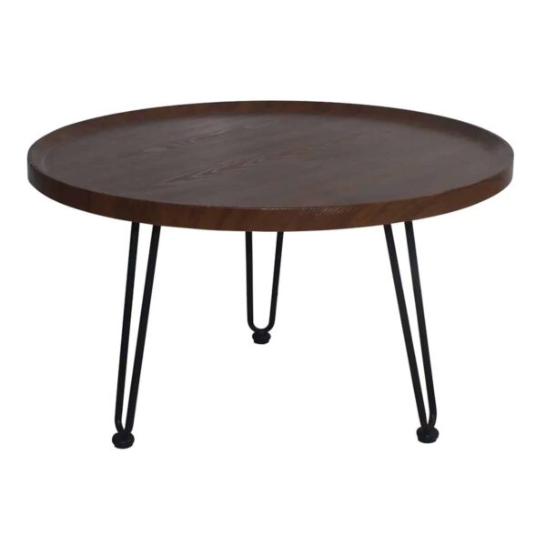 MATRIX Τραπεζάκι Σαλονιού Καθιστικού, Μέταλλο Βαφή Μαύρο, Ξύλο Καρυδί Φ76xH.45cm - Image 2