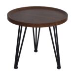 MATRIX Τραπεζάκι Σαλονιού Καθιστικού, Μέταλλο Βαφή Μαύρο, Ξύλο Καρυδί Φ50xH.46cm - Image 2