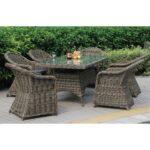 MONTANA Set Τραπεζαρία Κήπου:6 Πολυθρόνες+Τραπέζι, Αλουμίνιο- Wicker Grey Brown με Μαξιλάρια Table:160x90x75 Chair:60x72x85 - Image 2