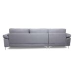 ALEX Καναπές Σαλονιού Καθιστικού Δεξιά Γωνία, Ύφασμα Γκρι Velure 264x132x75cm H.80cm - Image 5