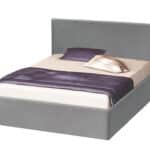 Κρεβάτι διπλό ξύλινο επενδυμένο με ύφασμα, Aria Textil, Γκρι, 140/200, 206/90/146 εκ., Genomax