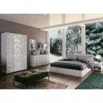 Σετ Κρεβατοκάμαρας 4 τεμαχίων Verona High με Ορθοπεδικό στρώμα 160x200 εκ., Λευκό με Crystal, 204x90x164 εκ., κωδ. 1219922210, Genomax