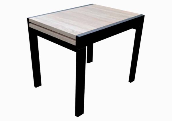 Τραπέζι κουζίνας ξύλινο Kors  Sonoma ανοιχτό/ Μαύρο, 89-178/69/76 εκ., Genomax - Image 4