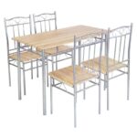 LUTON Set Τραπεζαρία Σαλονιού Κουζίνας: Τραπέζι + 4 Καρέκλες Μέταλλο Βαφή Silver, Sonoma Τρ.120x70x74 / Καρ.40x40x90 cm