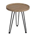 MATRIX Τραπεζάκι Σαλονιού Καθιστικού, Μέταλλο Βαφή Μαύρο, Ξύλο Φυσικό Φ45xH.55cm