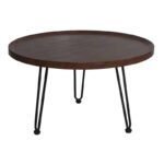 MATRIX Τραπεζάκι Σαλονιού Καθιστικού, Μέταλλο Βαφή Μαύρο, Ξύλο Καρυδί Φ76xH.45cm