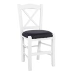 METRO Καρέκλα Οξιά Βαφή Εμποτισμού Άσπρο Κάθισμα Pu Μαύρο 43x47x88cm