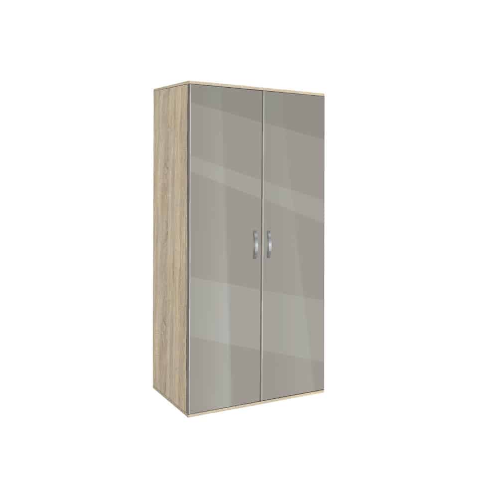 Ντουλάπα Δίφυλλη AVA 2 Λευκό/Λευκό γυαλιστερό Ντουλάπα Δίφυλλη AVA 2 Σόνομα/Γκρι γυαλιστερό, 78x185x50εκ. Genomax - Image 1