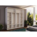 Ντουλάπα Συρόμενη, AVA 5 Λευκό/Καρυδί, 200x210x59, Genomax - Image 2