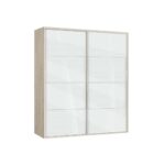 Ντουλάπα Συρόμενη, AVA 5 Σονόμα/Λευκό γυαλιστερό, 200x210x59, Genomax