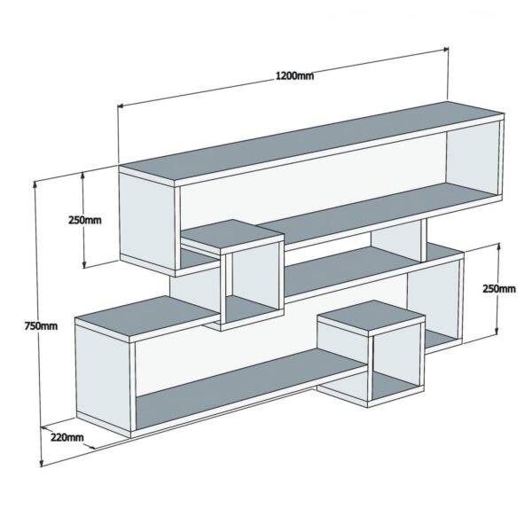 ΡΑΦΙΕΡΑ ΤΟΙΧΟΥ FREYA ΑΠΟ ΜΕΛΑΜΙΝΗ ΣΕ ΛΕΥΚΟ ΚΑΙ ΚΑΡΥΔΙ ΧΡΩΜΑ HM8991.01 120x22x77 εκ. - Image 3