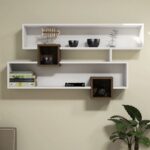 ΡΑΦΙΕΡΑ ΤΟΙΧΟΥ FREYA ΑΠΟ ΜΕΛΑΜΙΝΗ ΣΕ ΛΕΥΚΟ ΚΑΙ ΚΑΡΥΔΙ ΧΡΩΜΑ HM8991.01 120x22x77 εκ. - Image 4