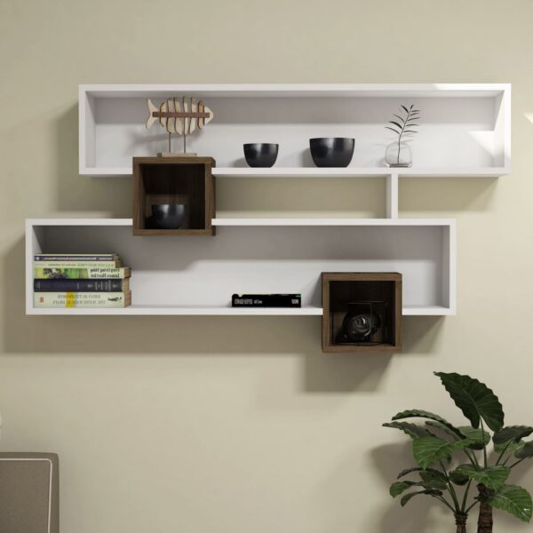 ΡΑΦΙΕΡΑ ΤΟΙΧΟΥ FREYA ΑΠΟ ΜΕΛΑΜΙΝΗ ΣΕ ΛΕΥΚΟ ΚΑΙ ΚΑΡΥΔΙ ΧΡΩΜΑ HM8991.01 120x22x77 εκ. - Image 4