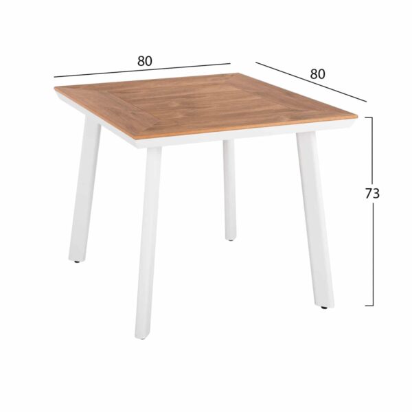 ΣΕΤ ΤΡΑΠΕΖΑΡΙΑ 3ΤΜΧ ΤΡΑΠΕΖΙ ΑΛΟΥΜΙΝΙΟΥ 80Χ80X77 & ΚΑΡΕΚΛΕΣ ΛΕΥΚΕΣ POLYWOOD HM11417 - Image 2