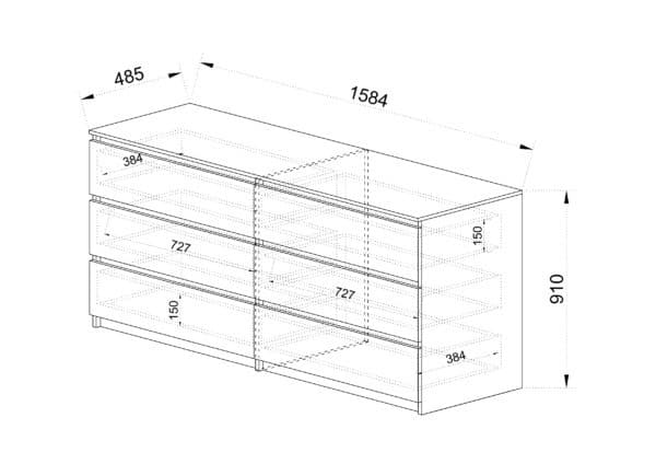 Συρταριέρα με 6 συρτάρια 1213076, Σασό, 158,5x48.5x91 εκ., Genomax - Image 2