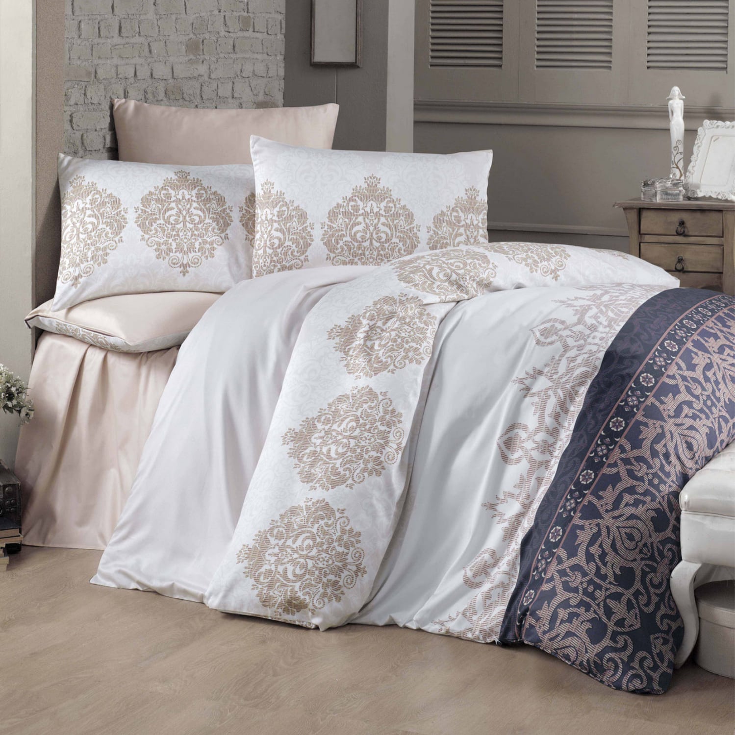 HM12081 ΣΕΤ ΠΑΠΛ/ΘΗΚΗ ΣΕΝΤΟΝΙ 4 ΜΑΞ/ΘΗΚΕΣ HM12081 ΥΠΕΡΙΠΛΑ ΛΕΥΚΟ ΜΠΕΖ 240x260 121VCT3441 - Image 1