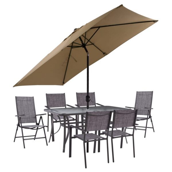 ΣΕΤ ΤΡΑΠΕΖΑΡΙΑ ΤΡΑΠΕΖΙ ΜΕ ΟΜΠΡΕΛΑ ΜΟΚΑ & ΠΟΛΥΘΡΟΝΕΣ TEXTILINE & 7ΘΕΣΕΩΝ ΓΚΡΙ HM11483 - Image 3