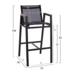 ΣΚΑΜΠΟ ΜΠΑΡ ΑΛΟΥΜΙΝΙΟΥ ΑΝΘΡΑΚΙ ΜΕ POLYWOOD 52 x 58 x 108 εκ. HM5790.02 - Image 2