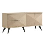 CRONOS Έπιπλο TV με 2 Συρτάρια και Ντουλάπι Δίφυλλο, Απόχρωση Φυσικό 120x34x55cm